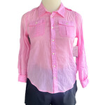 Pink Sheer Button Up Top Size 14/XS -RF