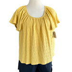RF-Yellow Off Shoulder Textured Blouse Size Petite Small