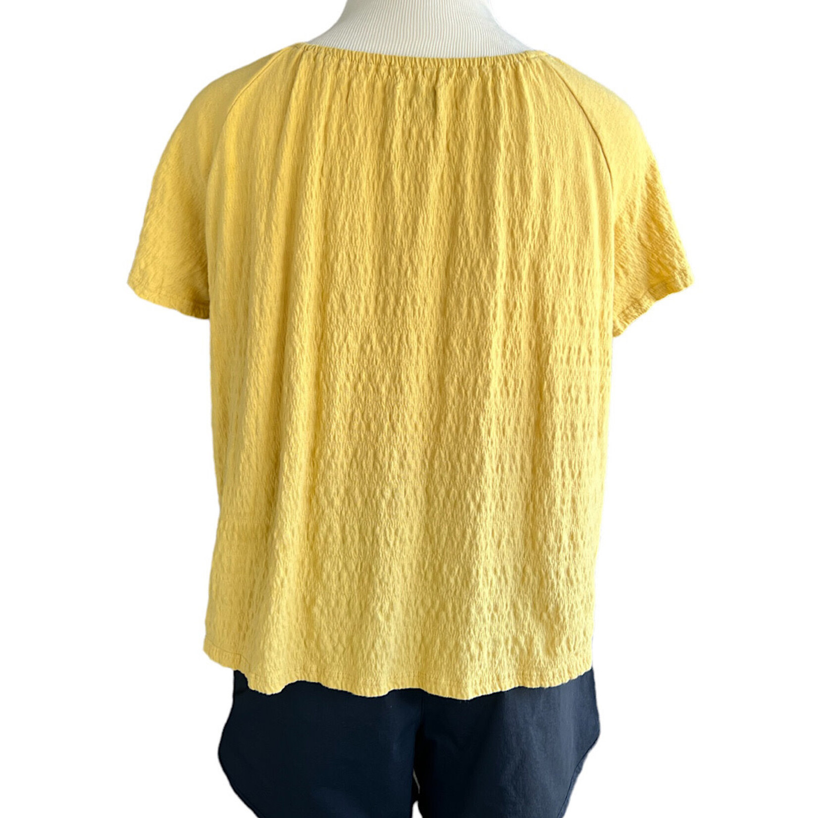 RF-Yellow Off Shoulder Textured Blouse Size Petite Small
