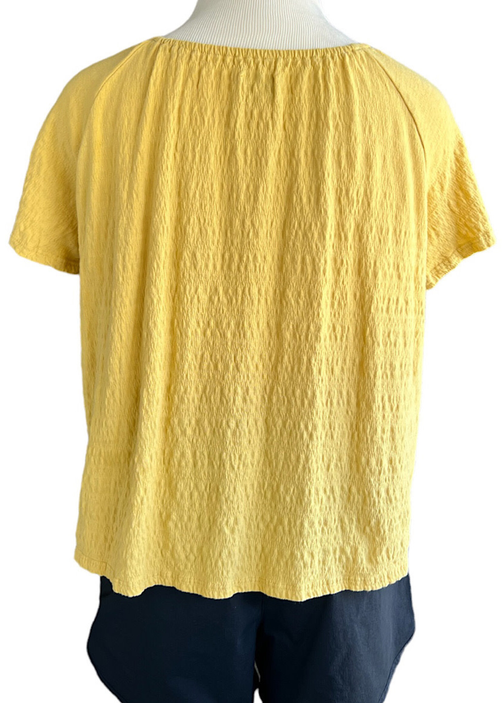 RF-Yellow Off Shoulder Textured Blouse Size Petite Small