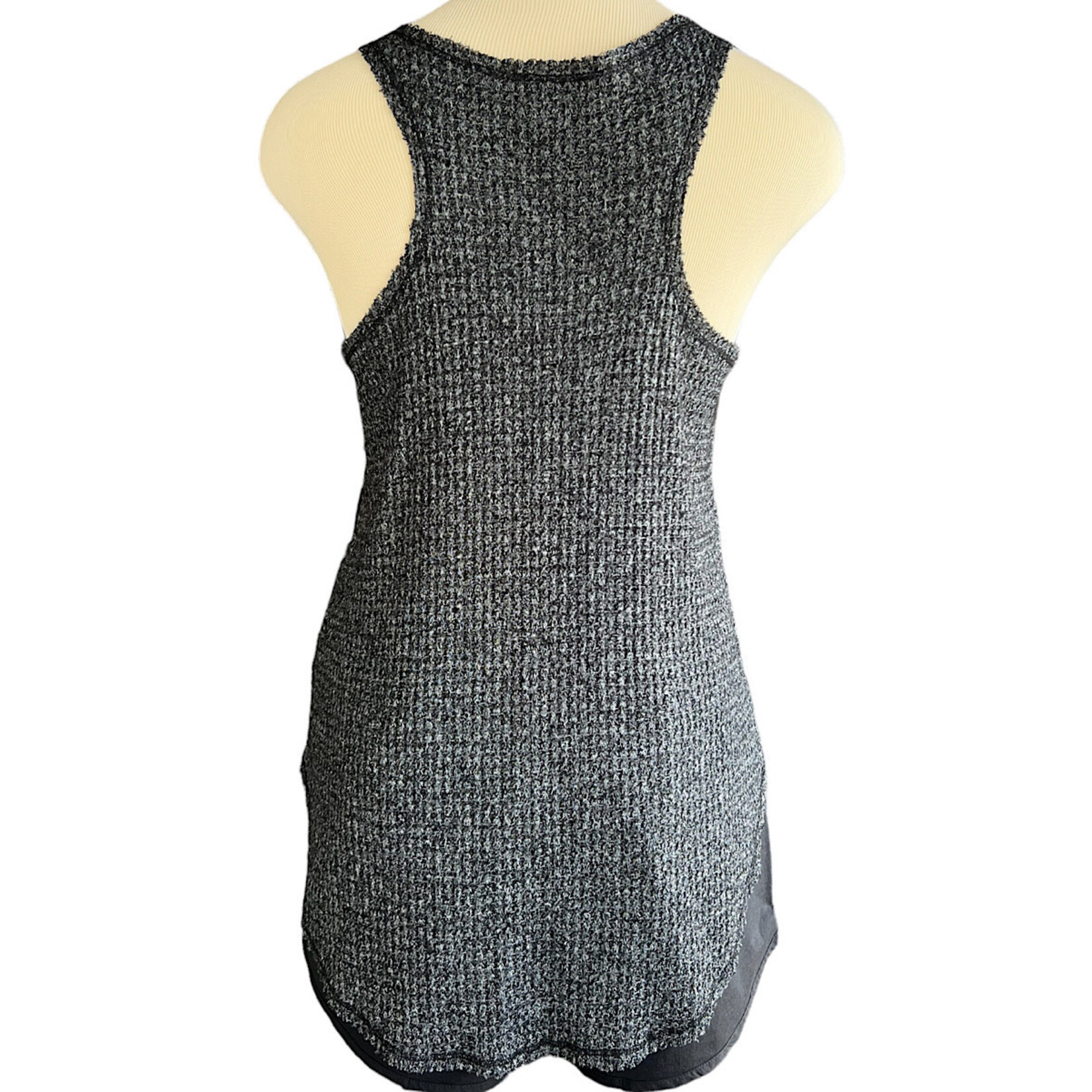 BKE Black Mineral Wash Raw Hem Tank Top Size M-RF