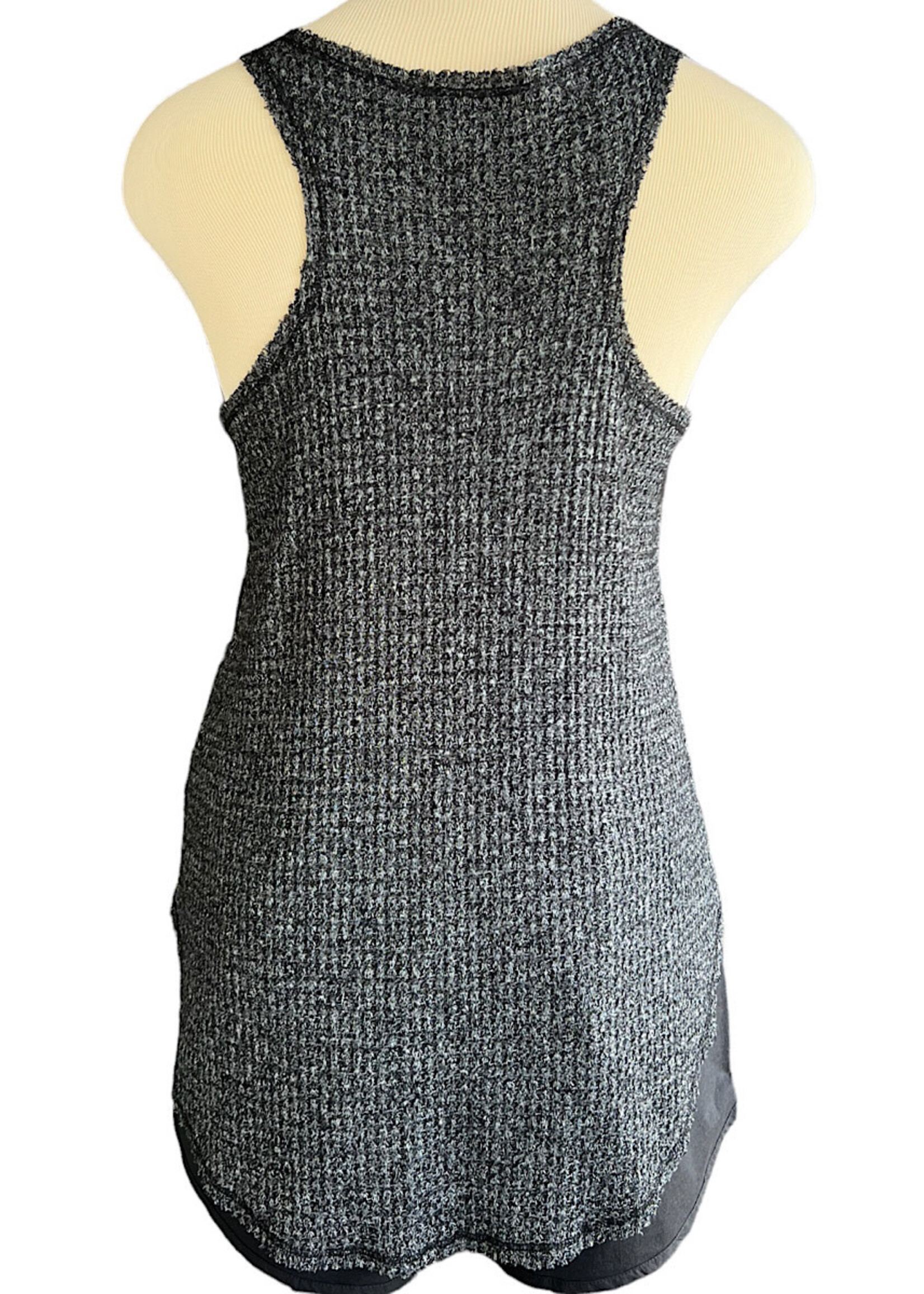 Black Mineral Wash Raw Hem Tank Top Size M-RF