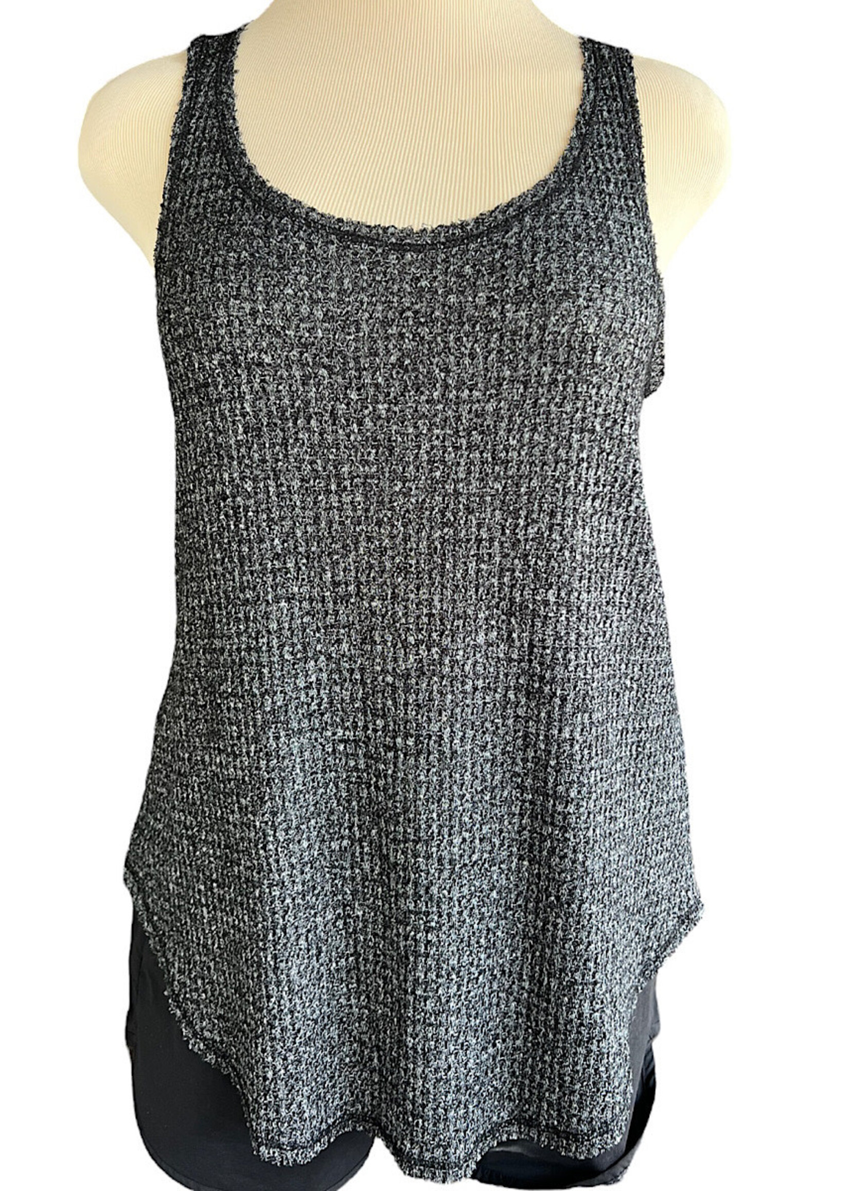 Black Mineral Wash Raw Hem Tank Top Size M-RF