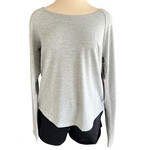 Yogalicious Light Grey Long Sleeve Workout Tops with Back Cutout Size M NWT-RF