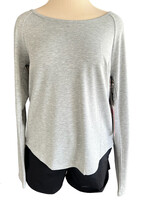 Light Grey Long Sleeve Workout Tops with Back Cutout Size M NWT-RF