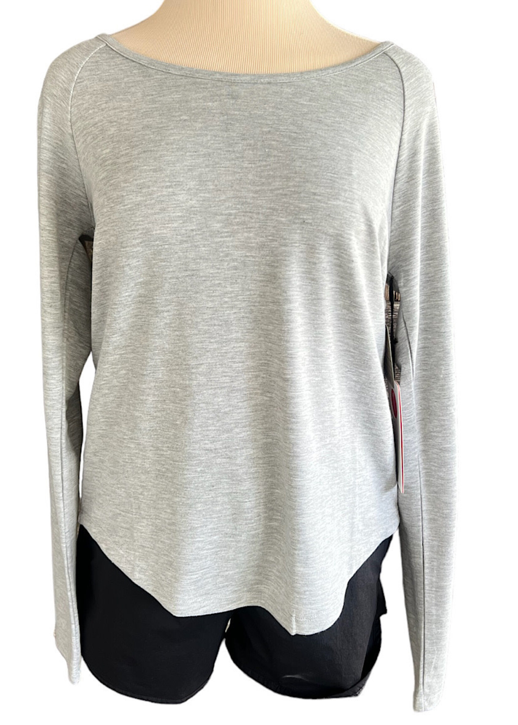 Light Grey Long Sleeve Workout Tops with Back Cutout Size M NWT-RF