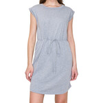Heather Grey Round Neck Dress with Drawstring Waist