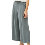 Spruce Linen Cropped Pants with Elastic Waist