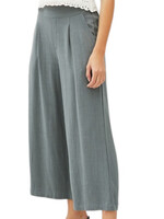 Spruce Linen Cropped Pants with Elastic Waist