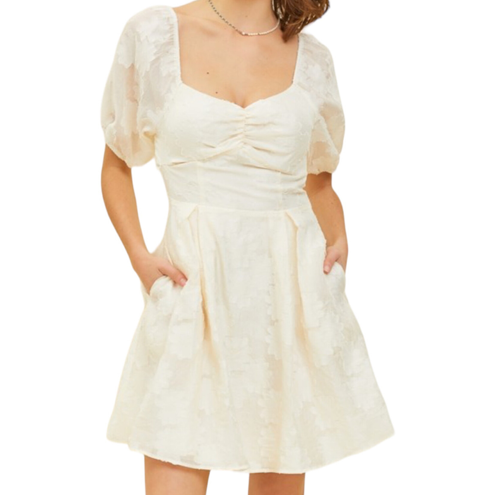 Cream Jacquard Dress