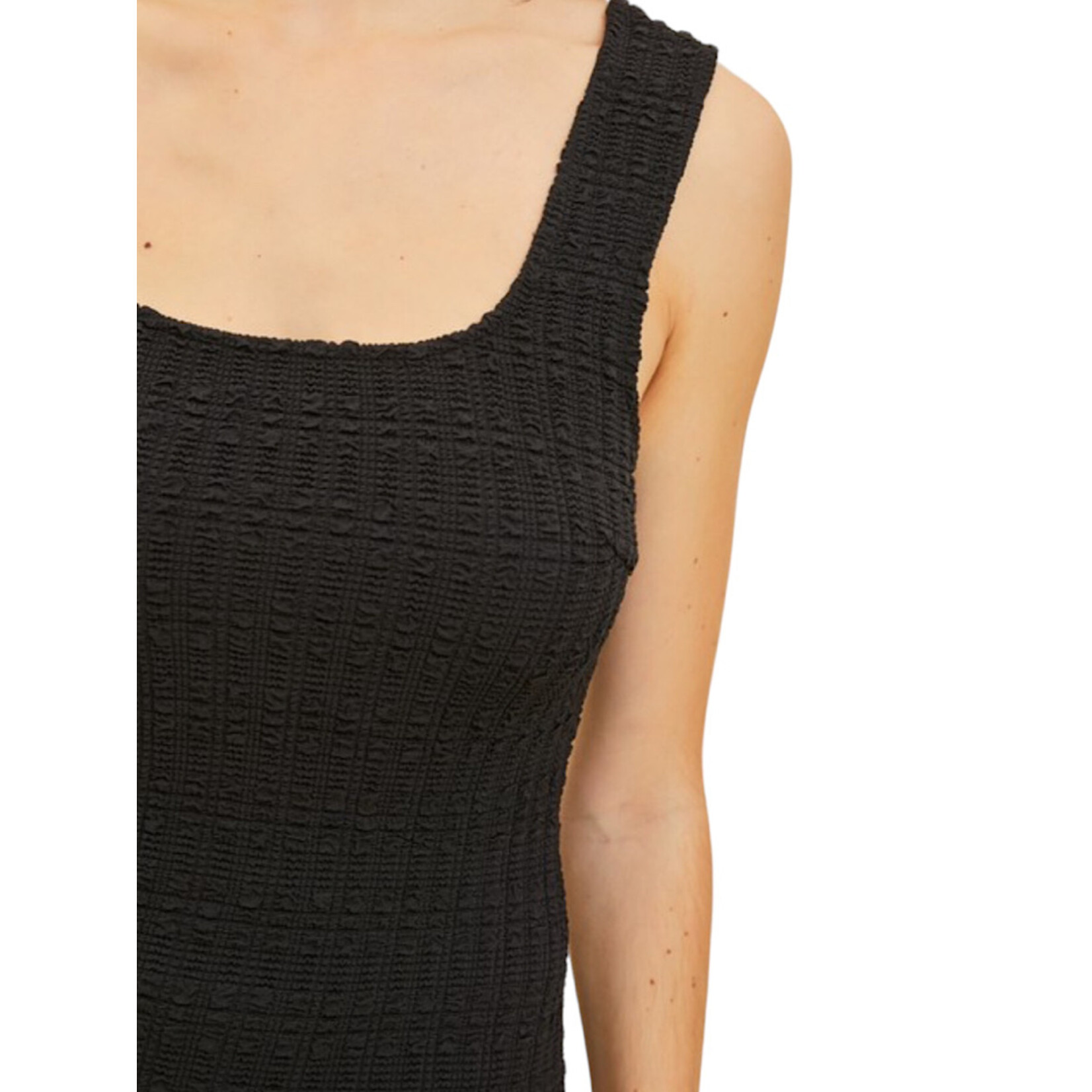 Black Fitted Mini Dress with Texture Span