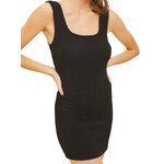 Black Fitted Mini Dress with Texture Span