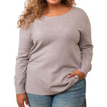 Plus Heather Grey Soft Knit Boat Neck Hi-Low Sweater