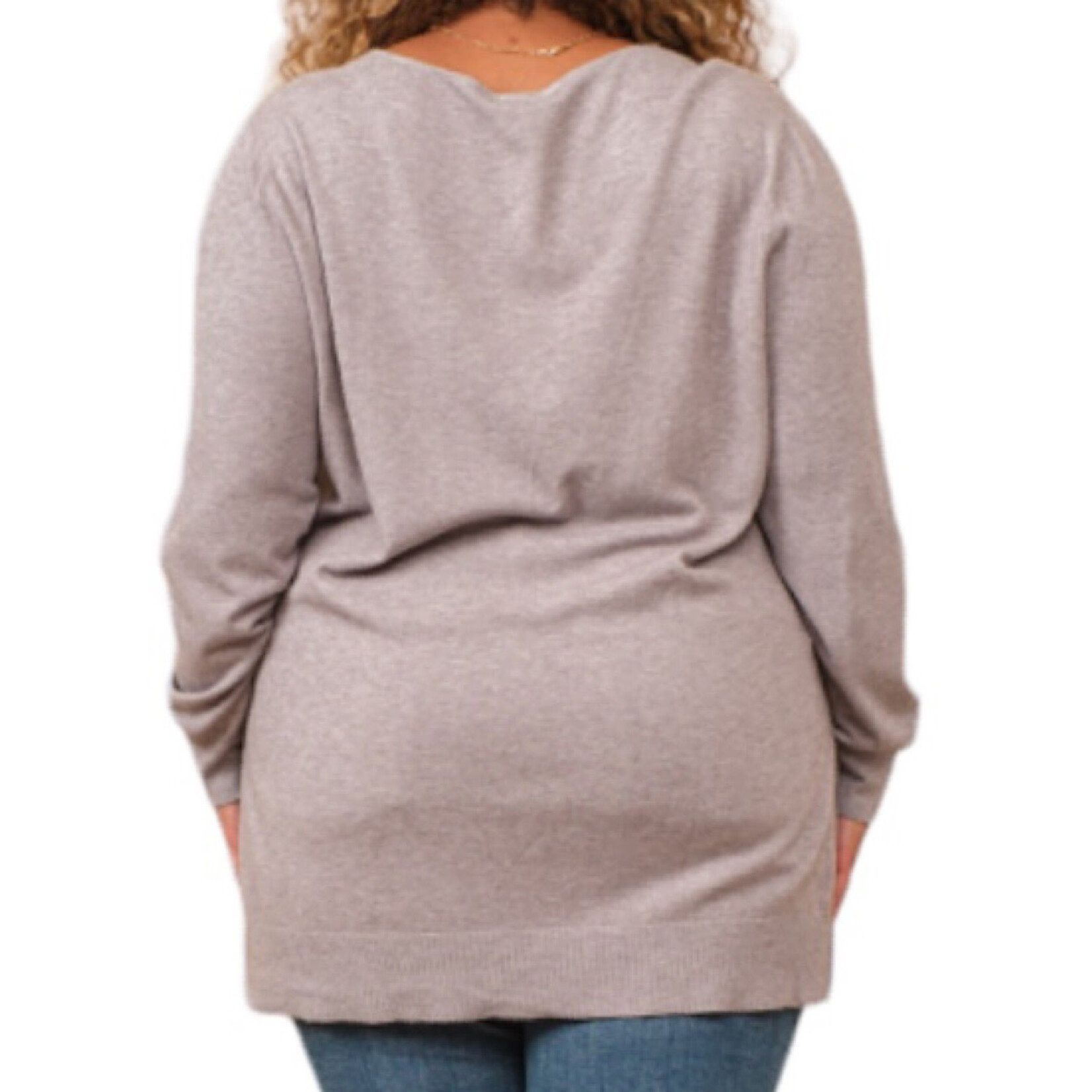 Plus Heather Grey Soft Knit Boat Neck Hi-Low Sweater