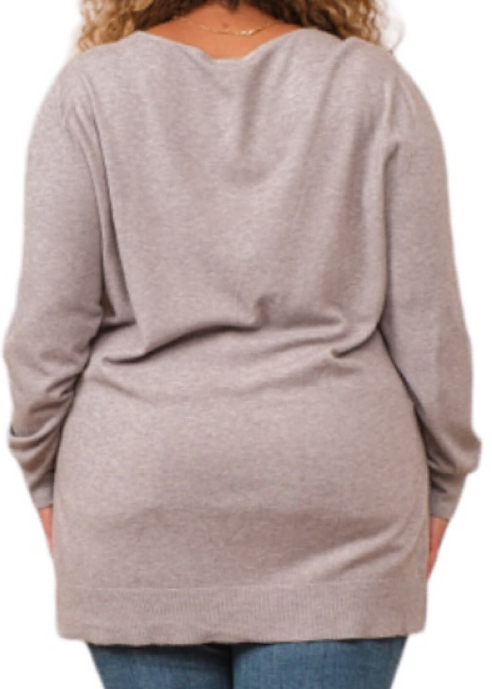 Plus Heather Grey Soft Knit Boat Neck Hi-Low Sweater