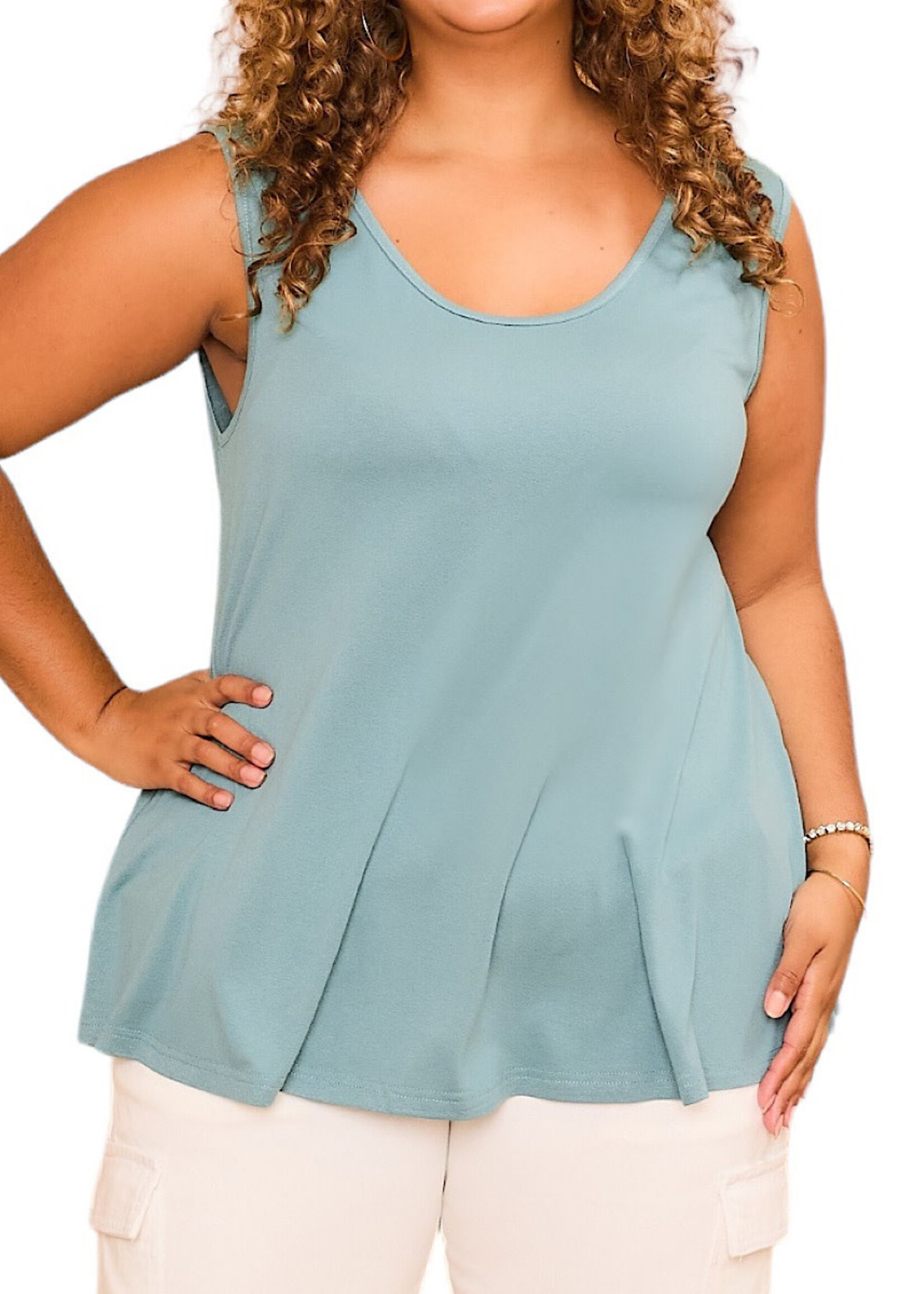 Plus Teal Soft & Breezy Scoop Neck Tank