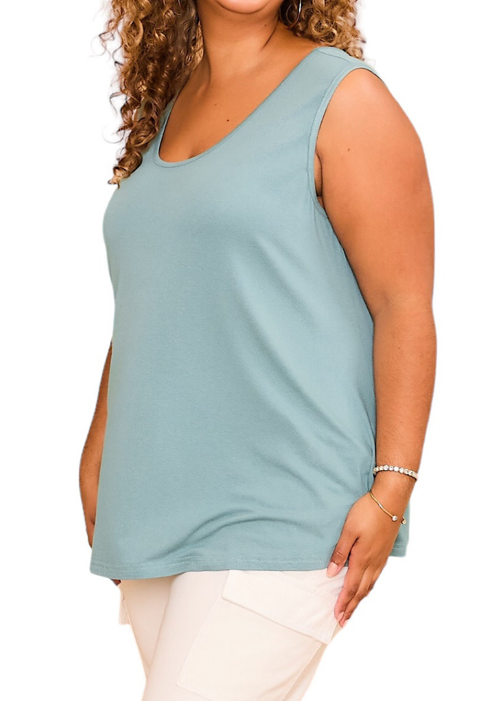Plus Teal Soft & Breezy Scoop Neck Tank