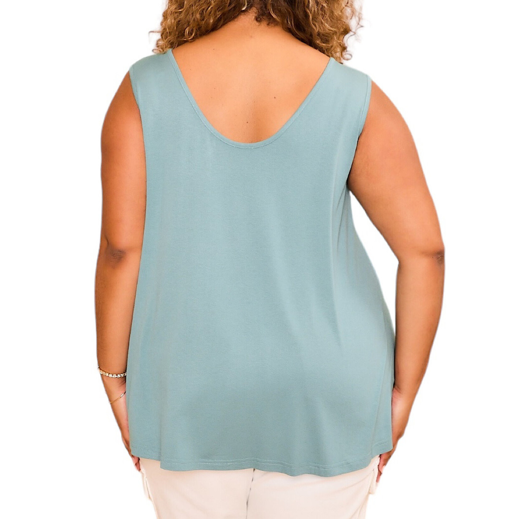 Plus Teal Soft & Breezy Scoop Neck Tank
