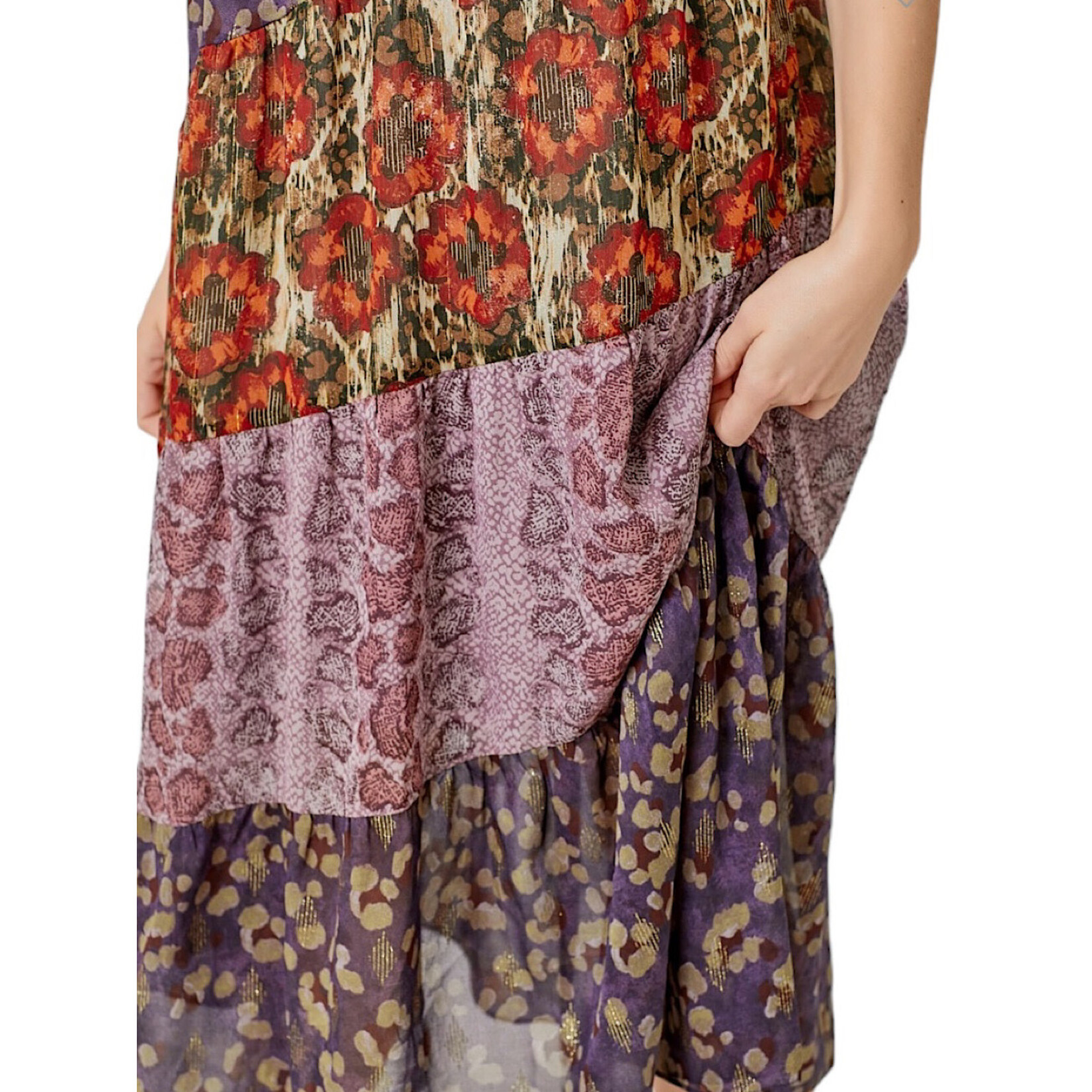 Leopard Print Mixed Maxi Dress