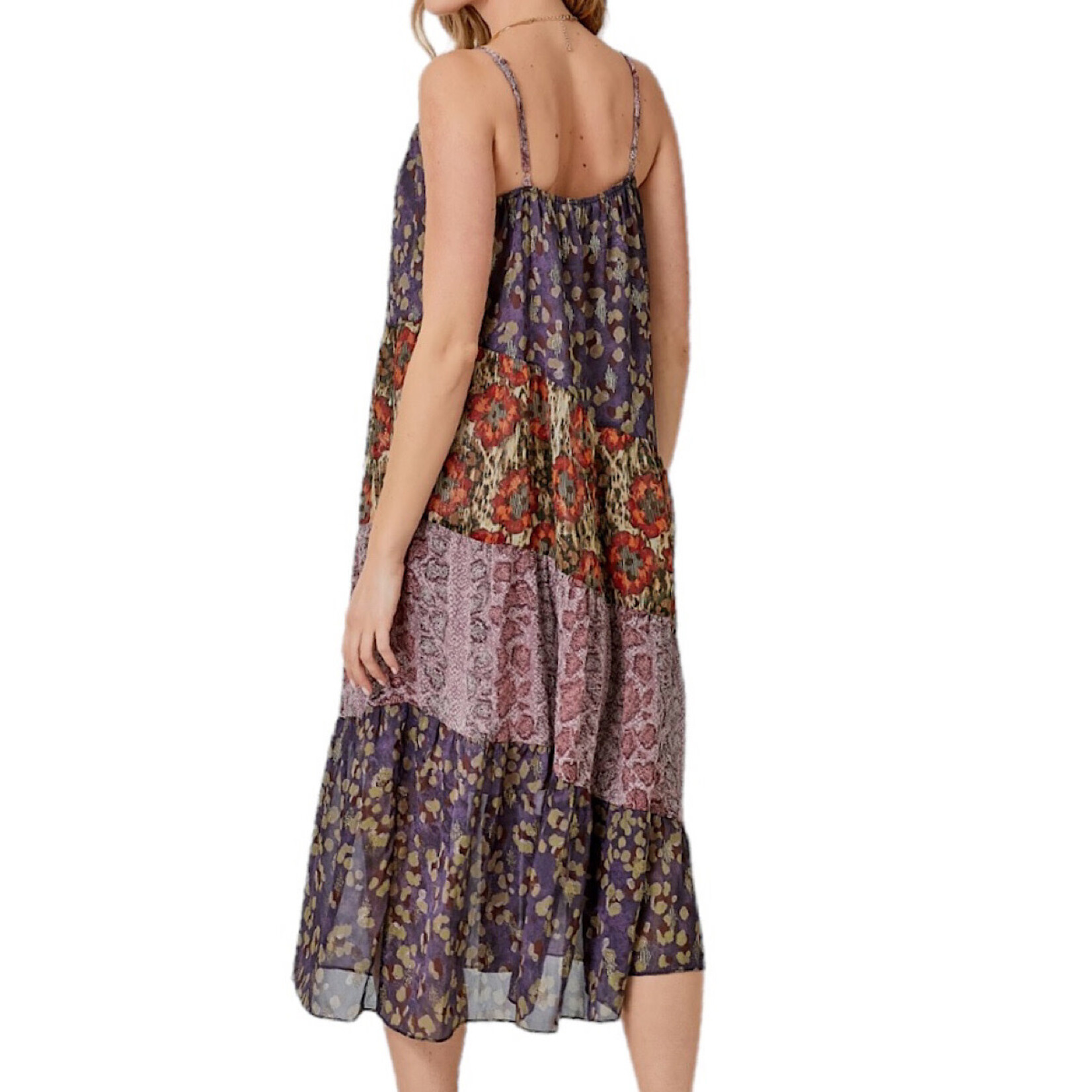 Leopard Print Mixed Maxi Dress