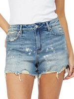 Mica Denim MICA MDP-H3055 High Rise Patched Shorts