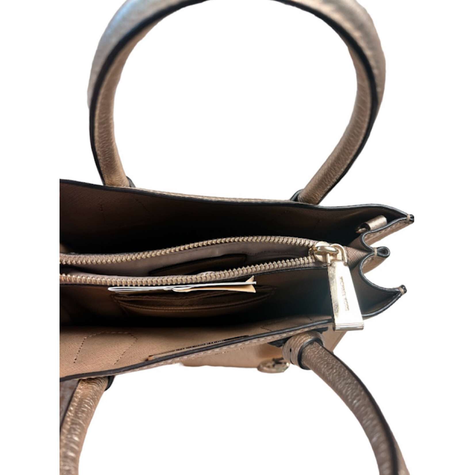 Michael Kors The Mercer Gold Metallic Leather Handbag-RF