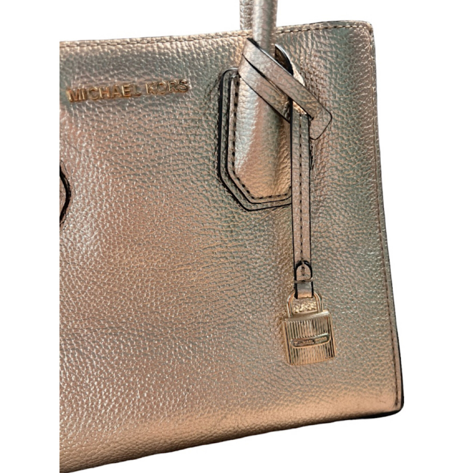 Michael Kors The Mercer Gold Metallic Leather Handbag-RF
