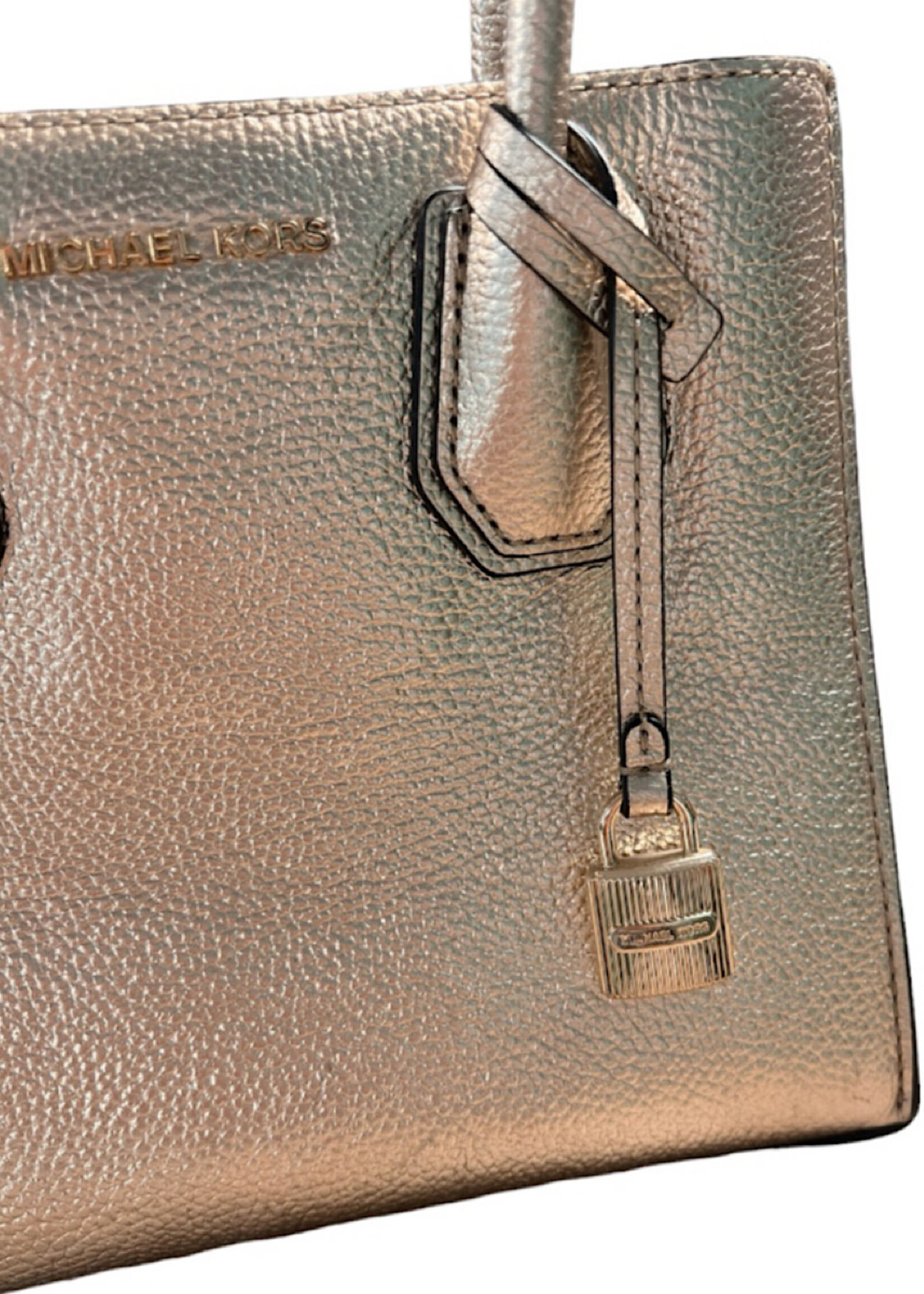 Michael Kors The Mercer Gold Metallic Leather Handbag-RF