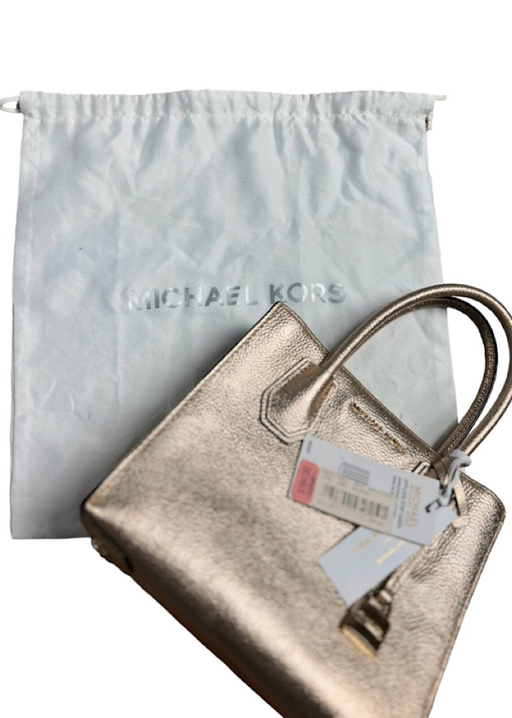 Michael Kors The Mercer Gold Metallic Leather Handbag-RF