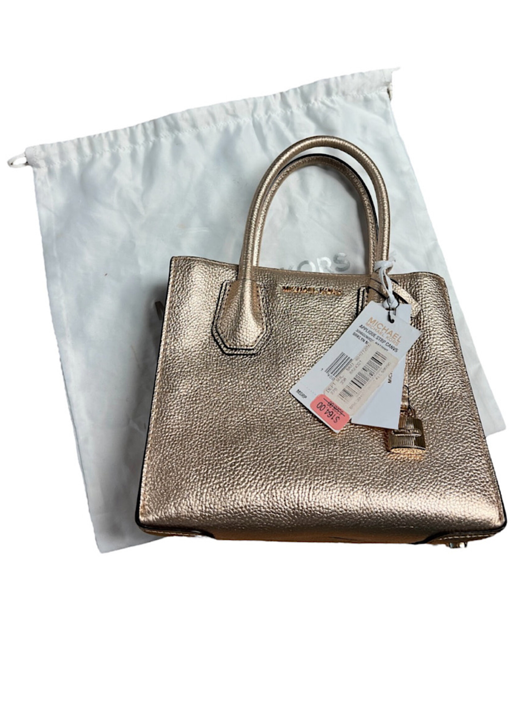 Michael Kors The Mercer Gold Metallic Leather Handbag-RF