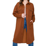 Copper Collared Button Down Long Jacket with Double Chest Pockets