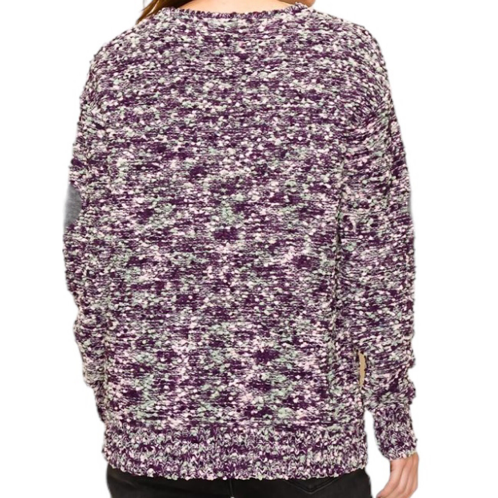 Purple Popcorn V-Neck Sweater