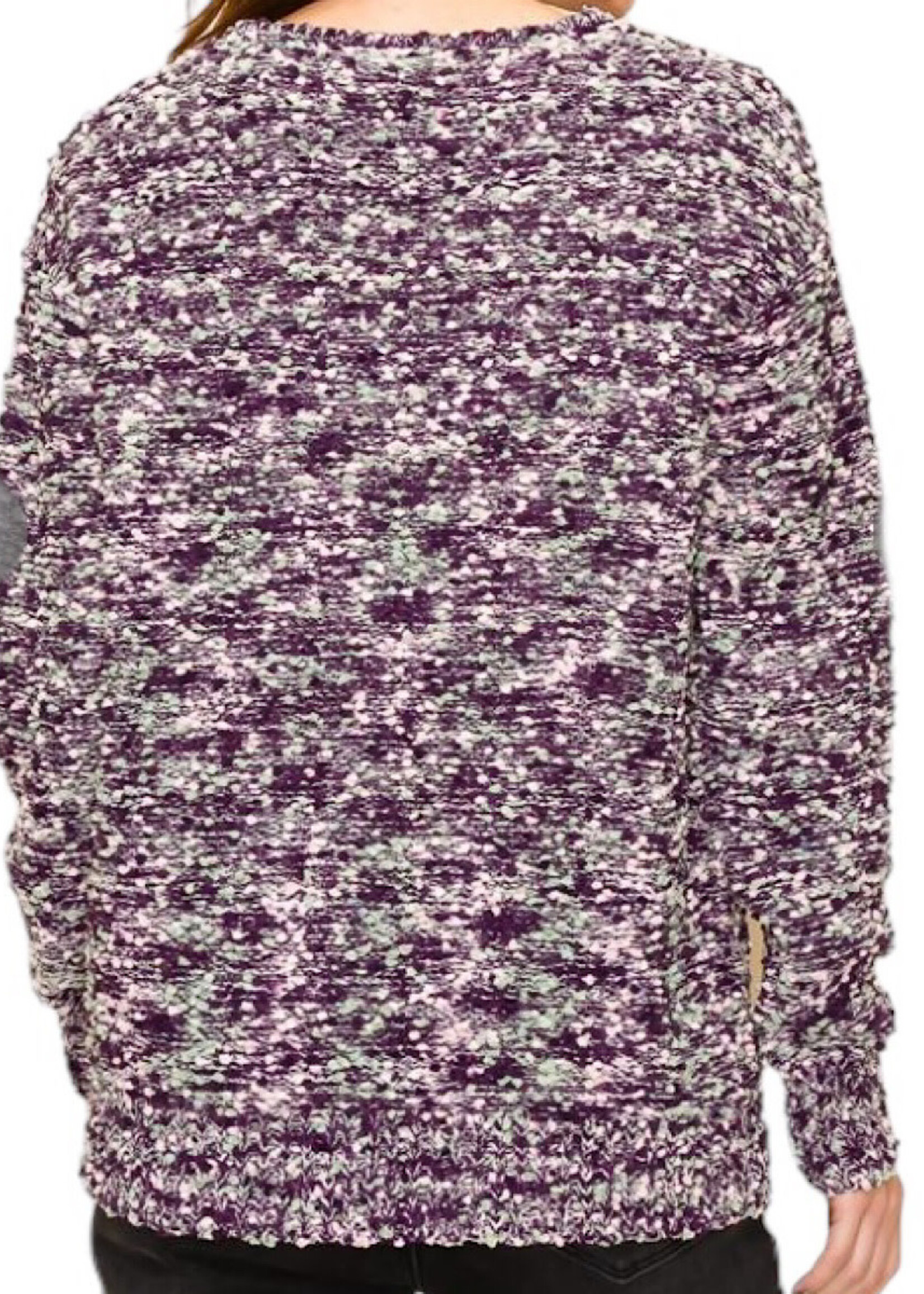 Purple Popcorn V-Neck Sweater