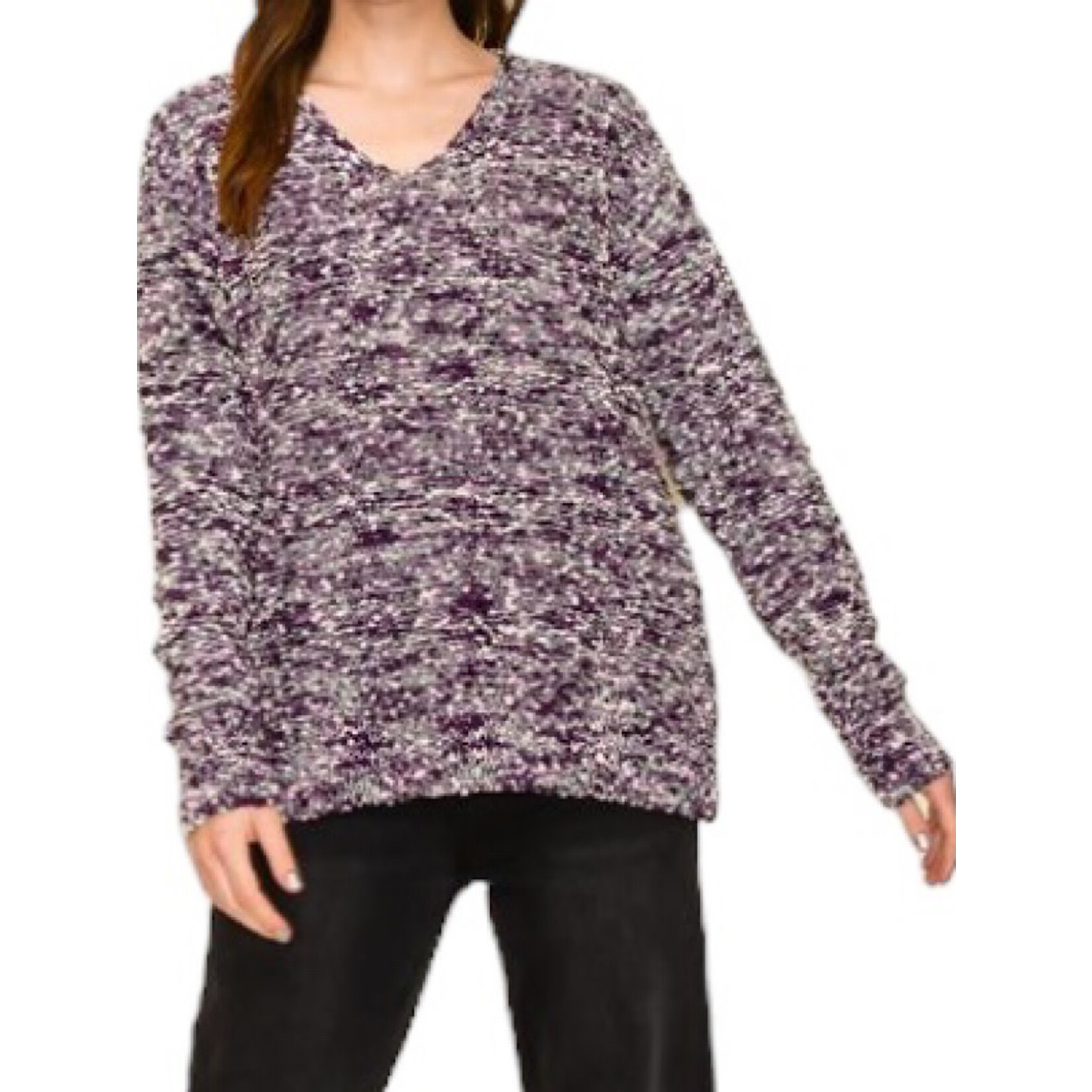Purple Popcorn V-Neck Sweater