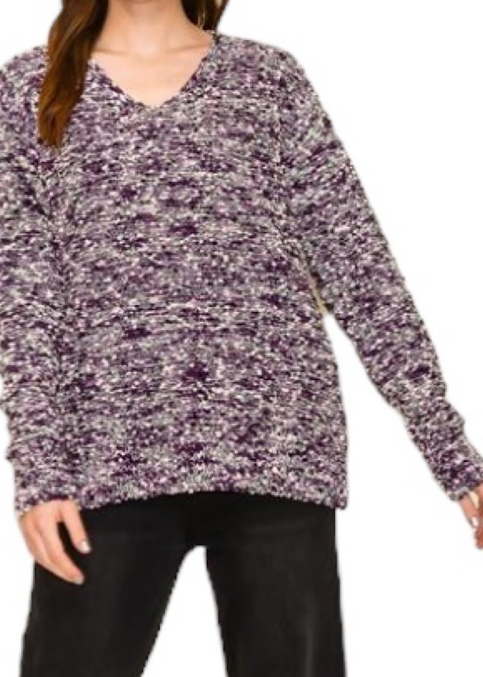 Purple Popcorn V-Neck Sweater