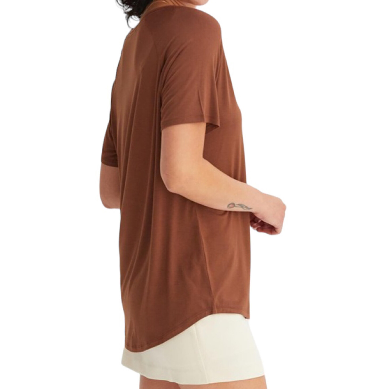 Chestnut V-Neck Basic Short Sleeve Top