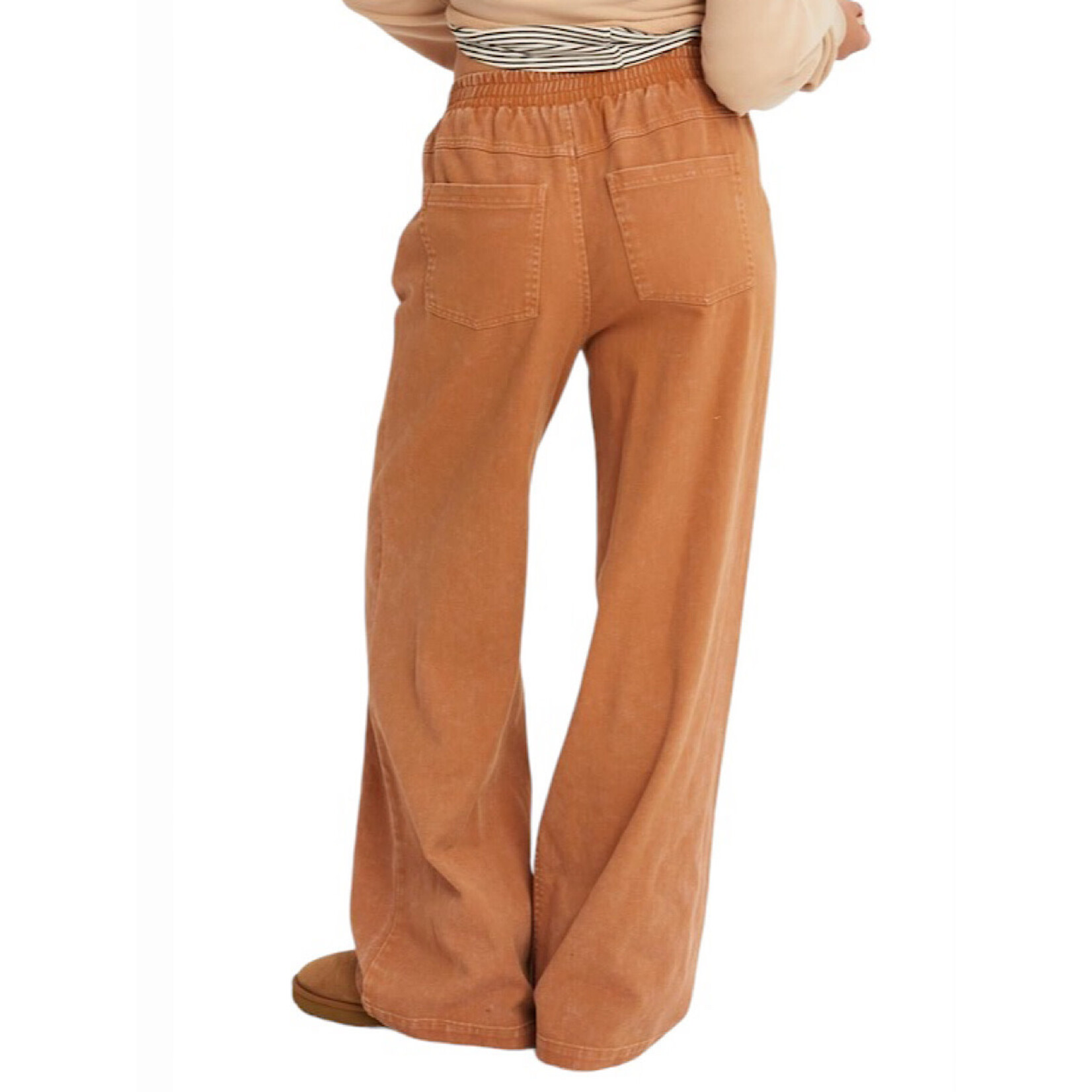 Chocolate High Waist Wide Leg Pants with Elastic Waist