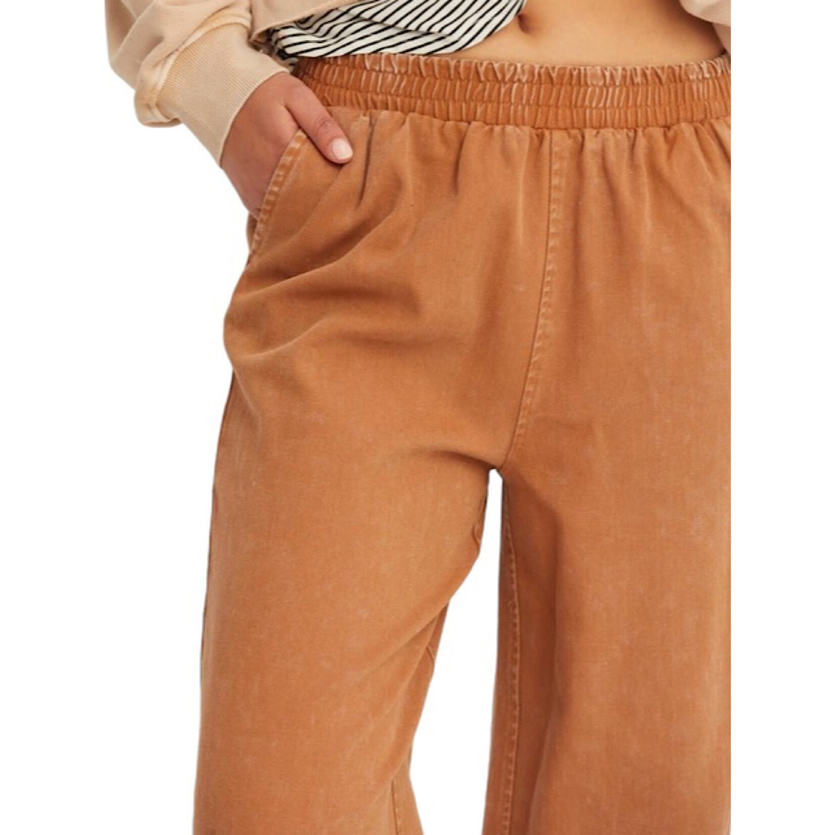 Chocolate High Waist Wide Leg Pants with Elastic Waist