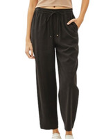 Black Cropped Pants with Drawstring Waist