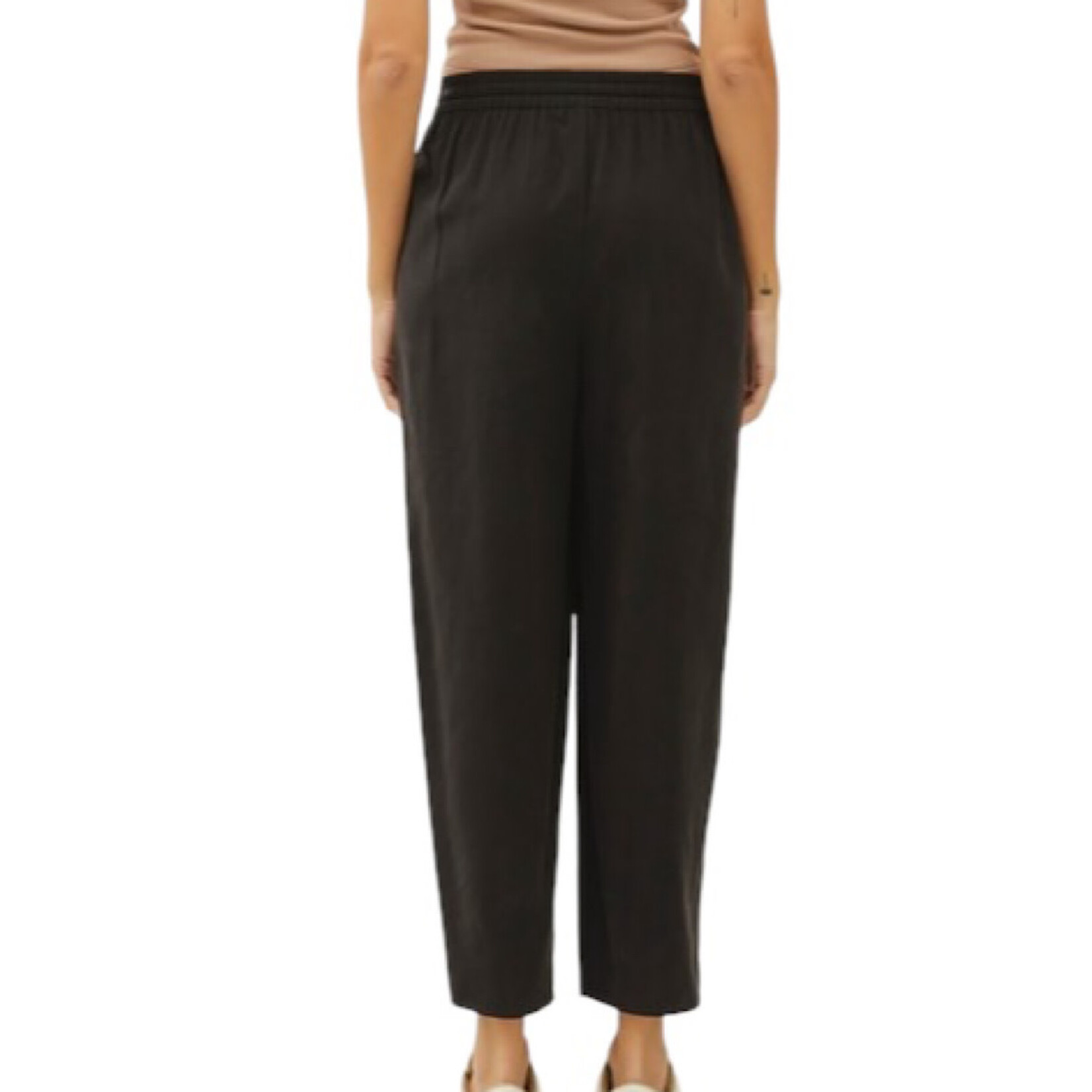 Black Cropped Pants with Drawstring Waist