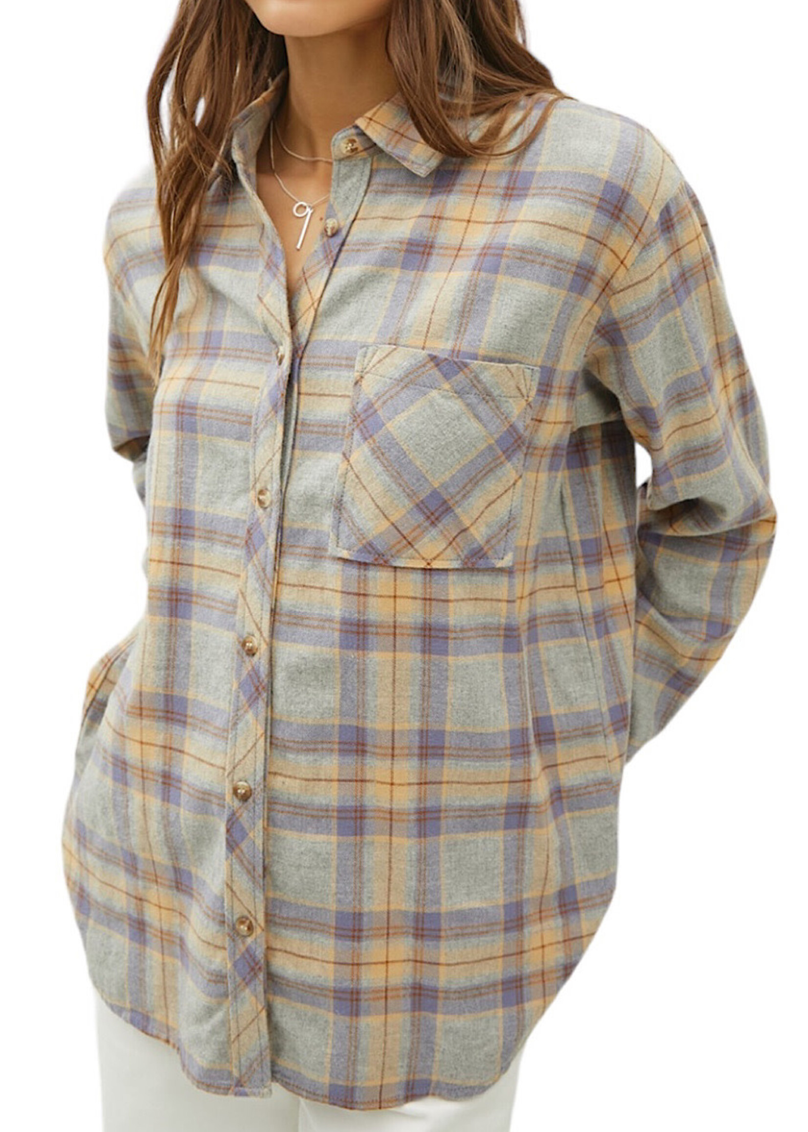 Heather Grey Soft Oversize Flannel with Drop Shoulder
