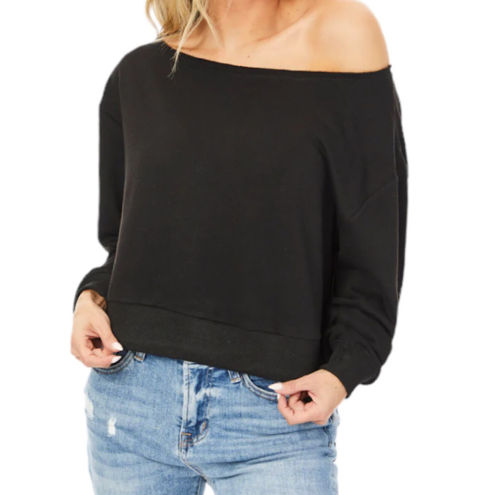 Black Off the Shoulder Sweatshirt
