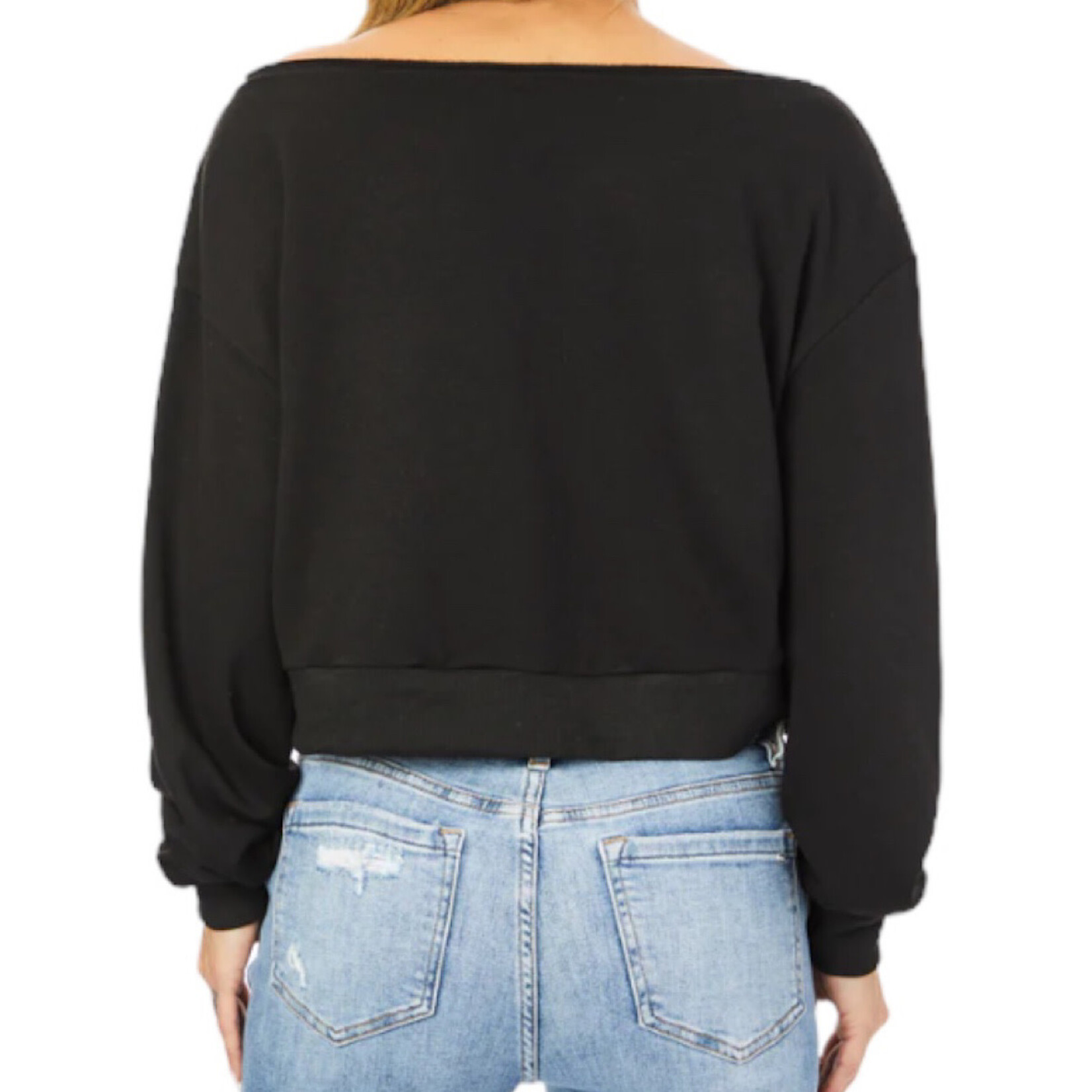 Black Off the Shoulder Sweatshirt