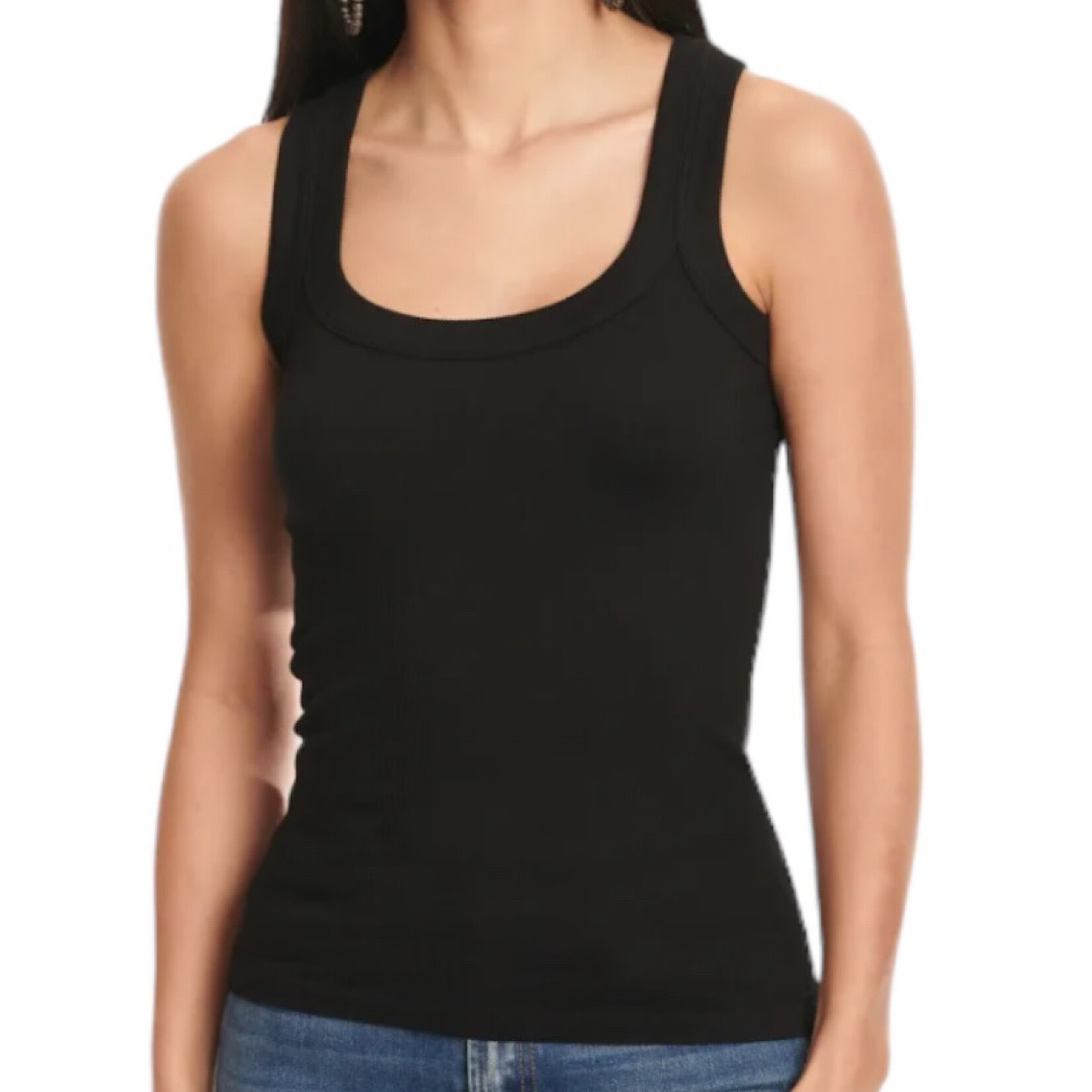 Black Ribbed Long Tank