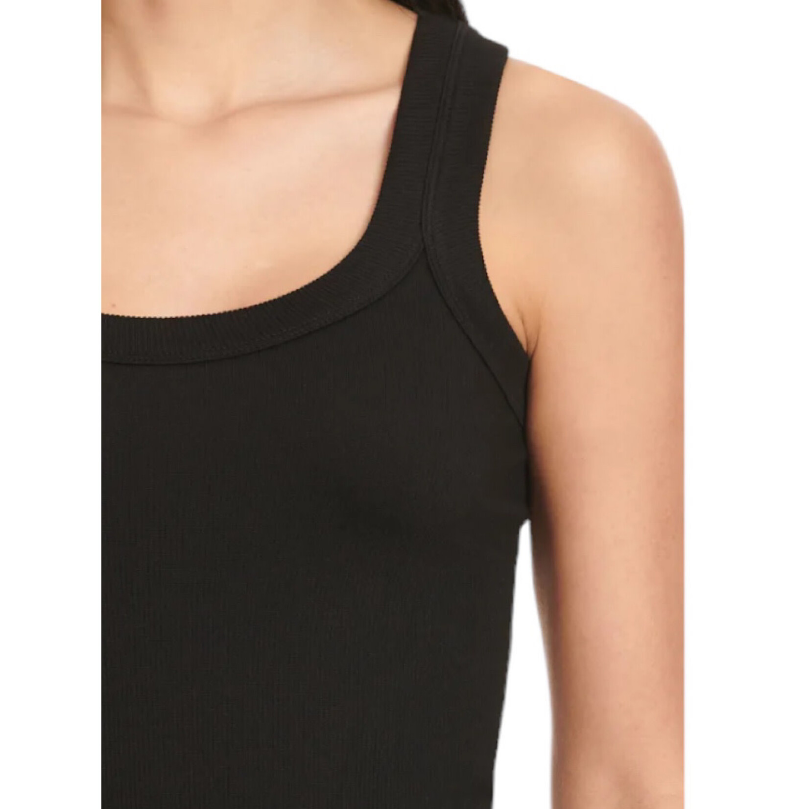 Black Ribbed Long Tank