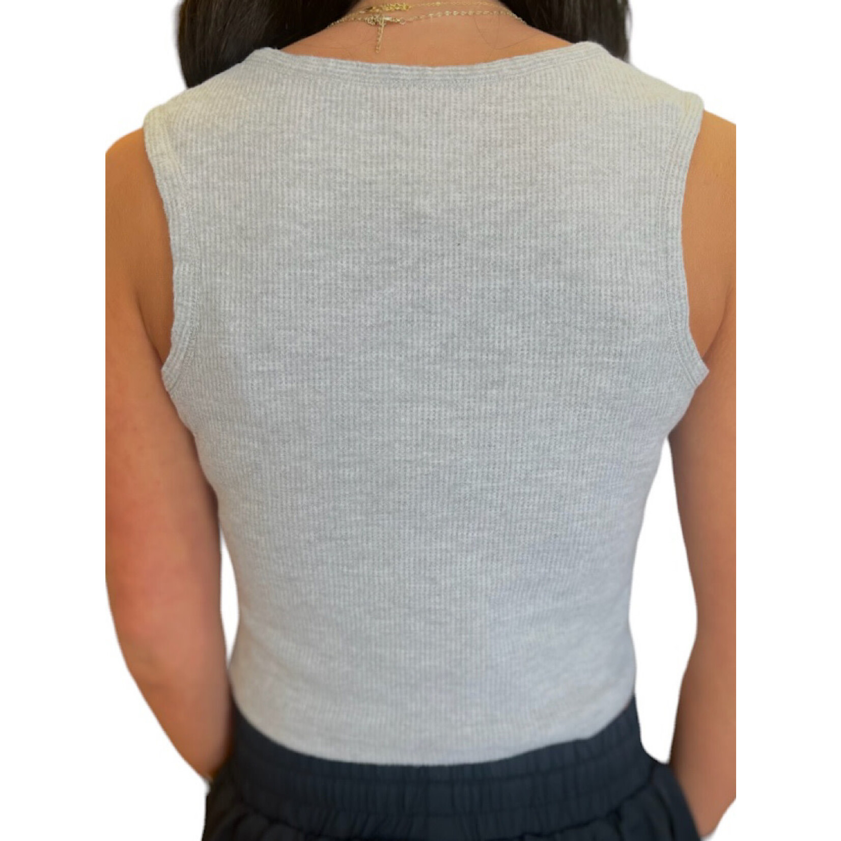 Heather Grey Waffle Sleeveless Tank