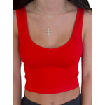 Red Rib V Neck Brami