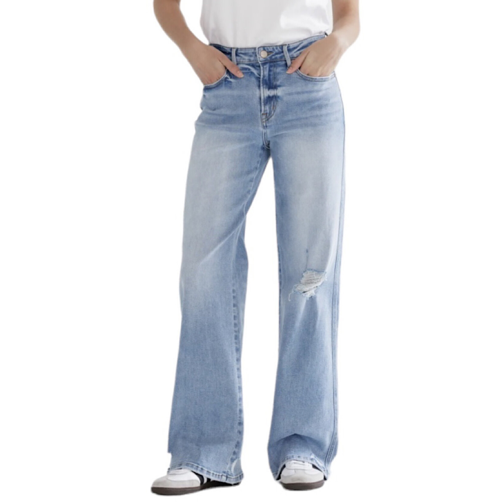 Mica Denim MICA MDP-W3198 High Rise Wide with Knee Distressed