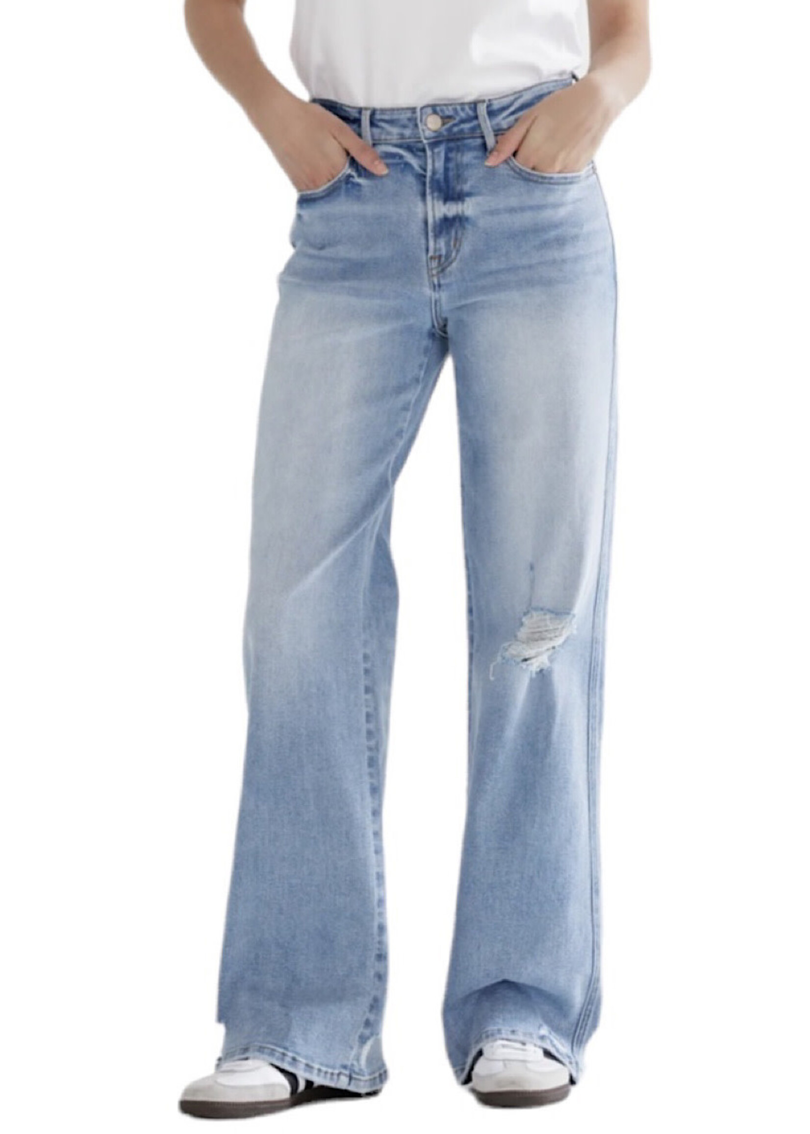 Mica Denim MICA MDP-W3198 High Rise Wide with Knee Distressed