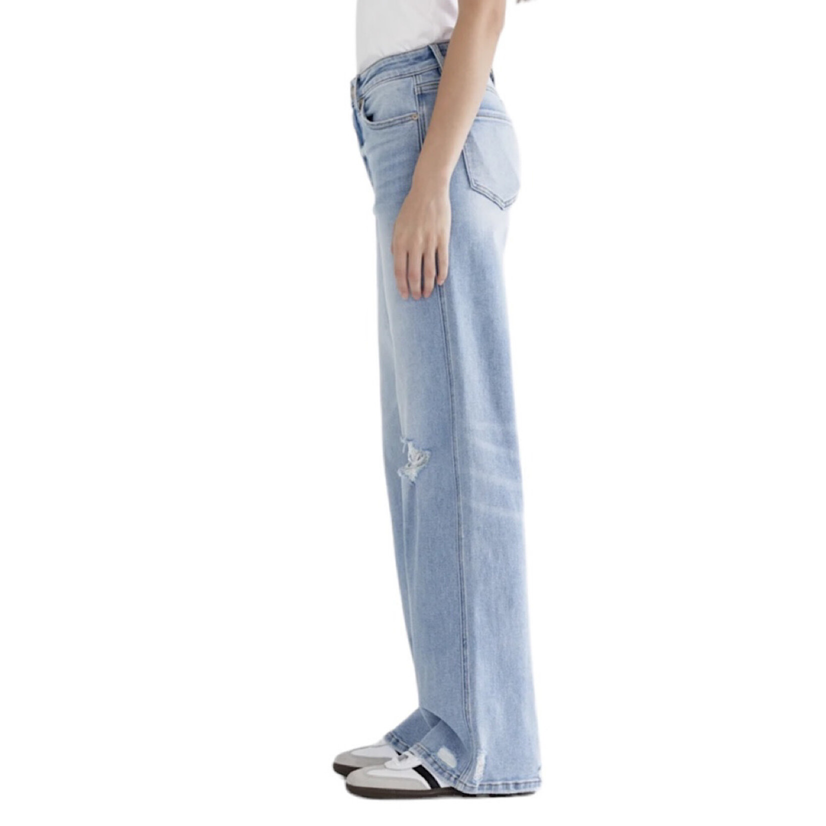 Mica Denim MICA MDP-W3198 High Rise Wide with Knee Distressed